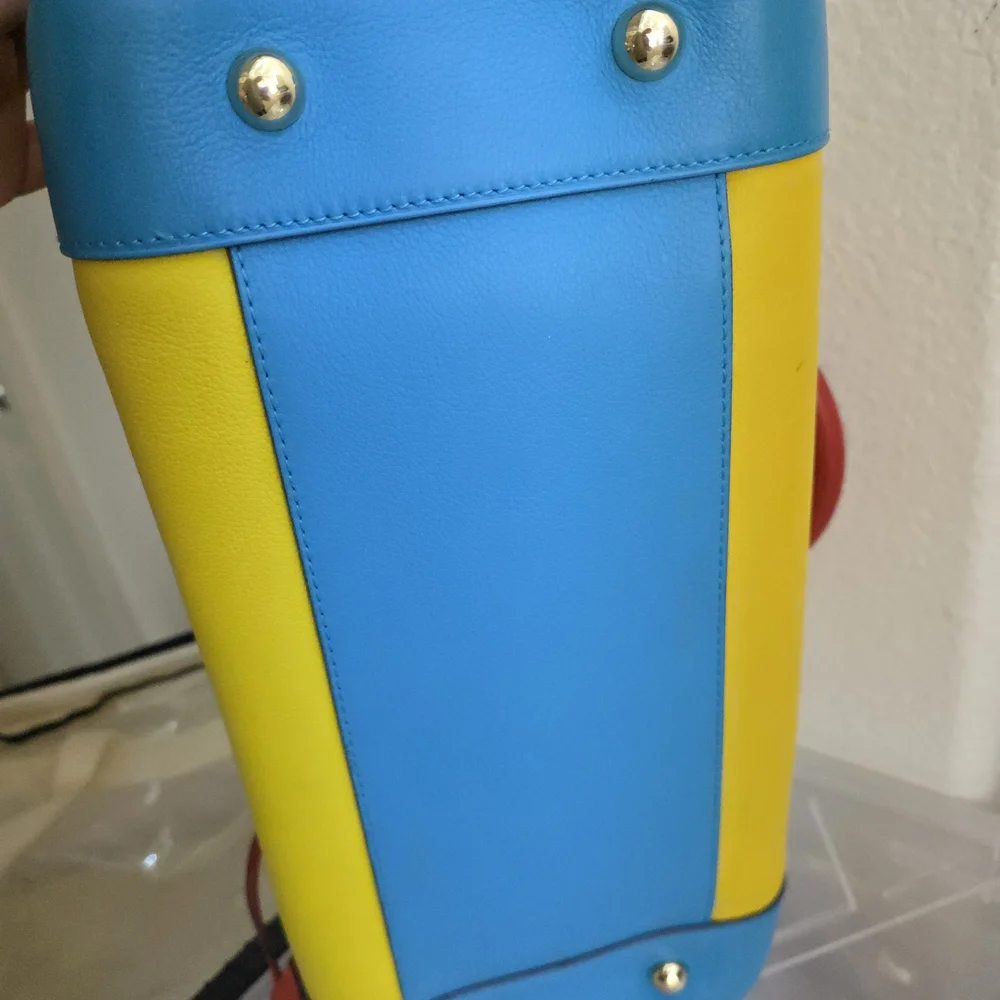 Vibrant Yellow and Blue Satchel with Red Details - Picture 6 of 16